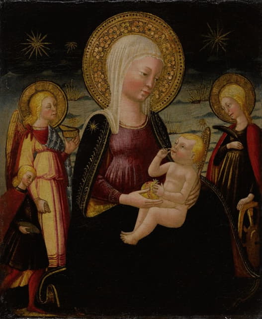 Neri di Bicci - Madonna and Child between Tobias and Archangel Raphael and Saint Catherine
