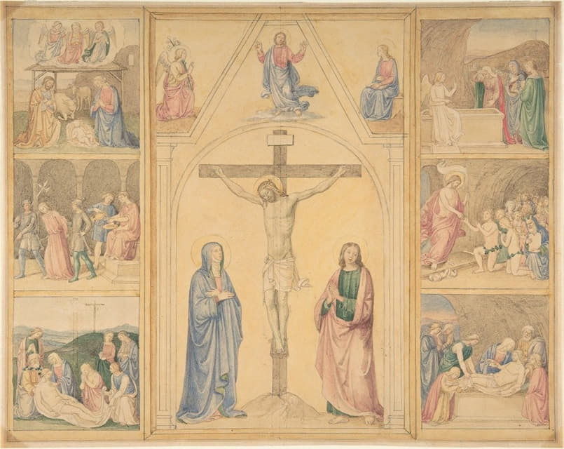 Eduard Jakob von Steinle - Christ on the Cross with Six Scenes from the Life of Christ