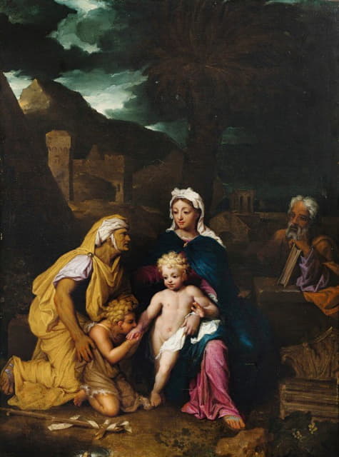 Noël Nicolas Coypel - The Holy Family With Saint Elisabeth And The Infant John The Baptist
