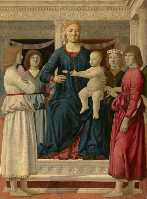 Piero Della Francesca - Virgin and child enthroned with four angels