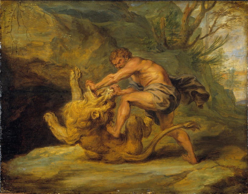 Workshop of Peter Paul Rubens - Samson and the Lion. Study
