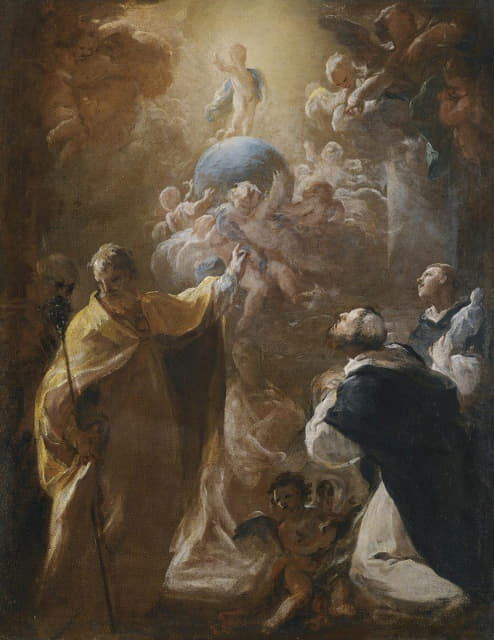 Corrado Giaquinto - The Infant Christ In Glory With Saints Dominic And nicholas