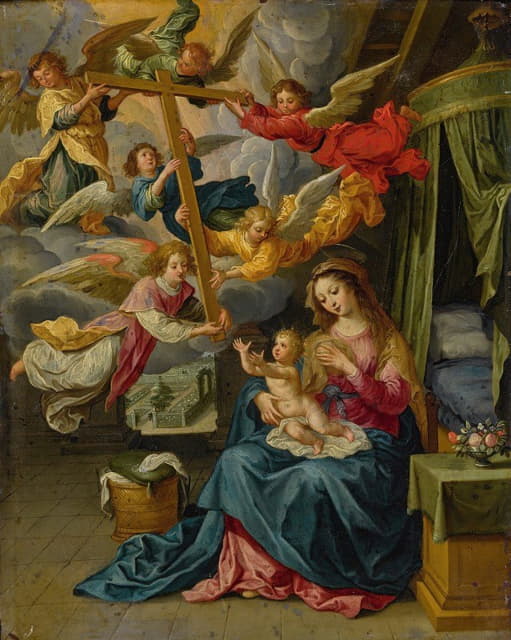 Anonymous - Virgin And Child With Six Angels Carrying The Cross