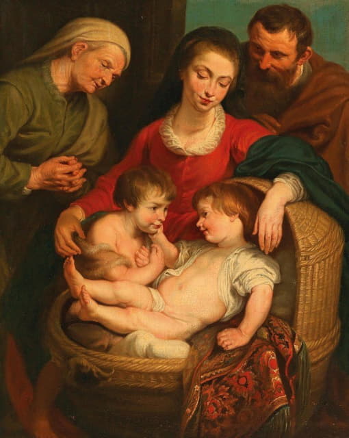 Follower of Peter Paul Rubens - The Holy Family With Saint Elizabeth And The Infant Saint John