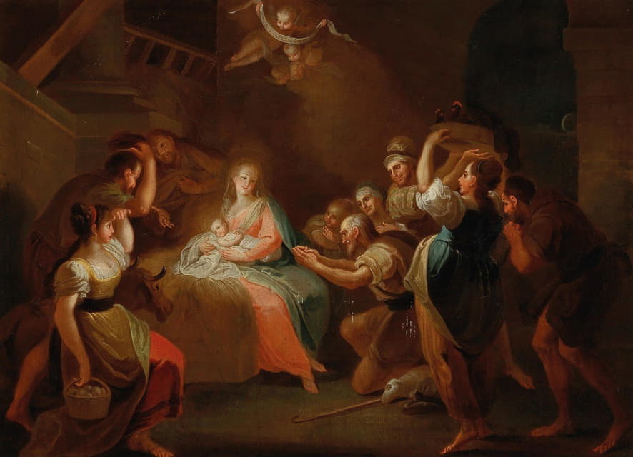 Johann Josef Karl Henrici - The Adoration Of The Shepherds