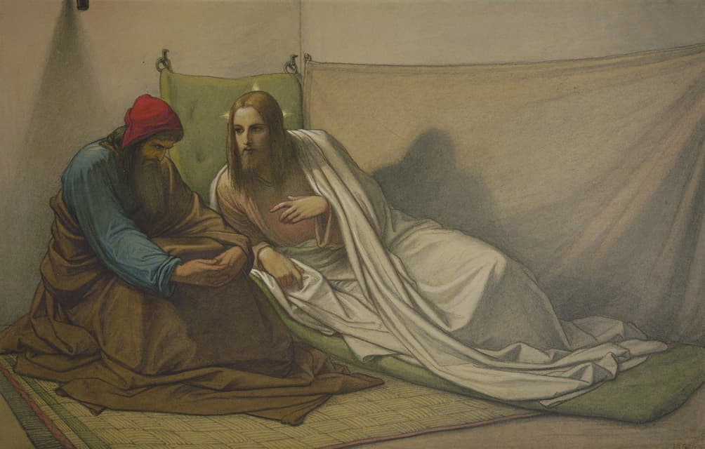 Edward Von Steinle - Christ and Nicodemus