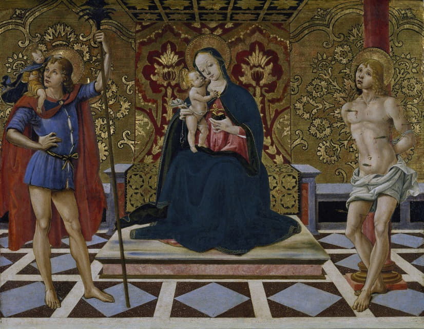 Fiorenzo Di Lorenzo - Virgin and Child Enthroned with Saints Christopher and Sebastian