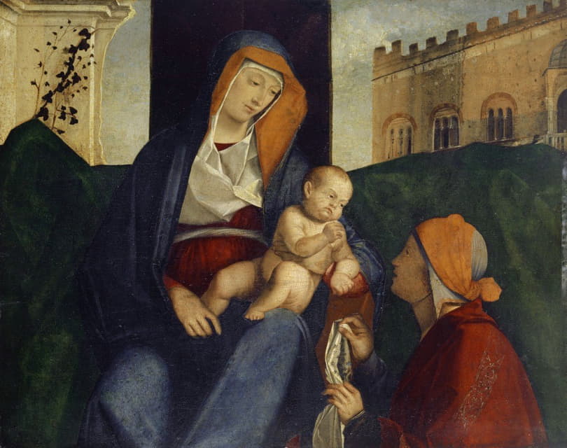 圣母带着孩子和一个信徒
