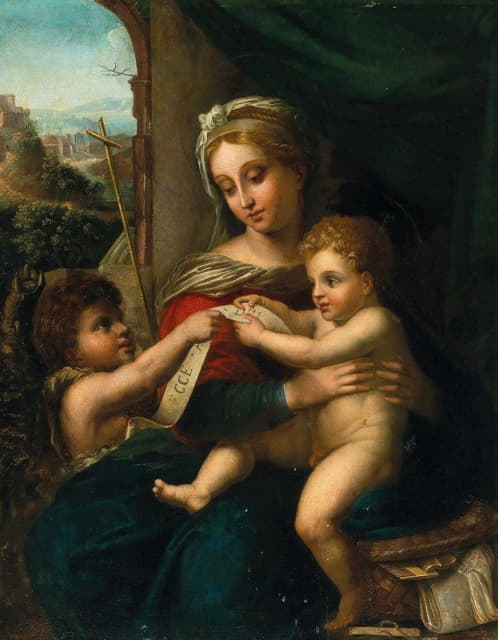 Circle of Raphael - Madonna and Child with the Infant Saint John the Baptist