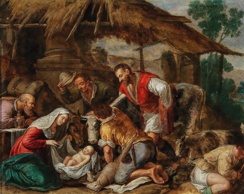 Follower of Jacopo da Ponte - The Adoration of the Shepherds