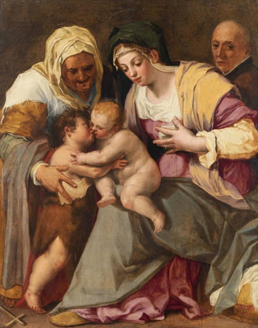Peter Candid - Madonna and Child with Saint Elisabeth, the Infant Saint John the Baptist and a Jesuit