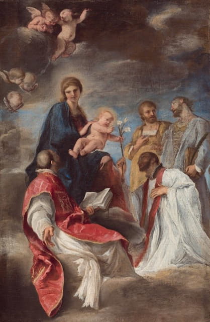 圣母玛利亚与圣人洛约拉的伊格纳提乌斯、弗朗西斯·泽维尔、科斯马斯和达米安的孩子