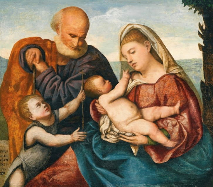 Bernardino Licinio - The Holy Family With The Infant Saint John The Baptist