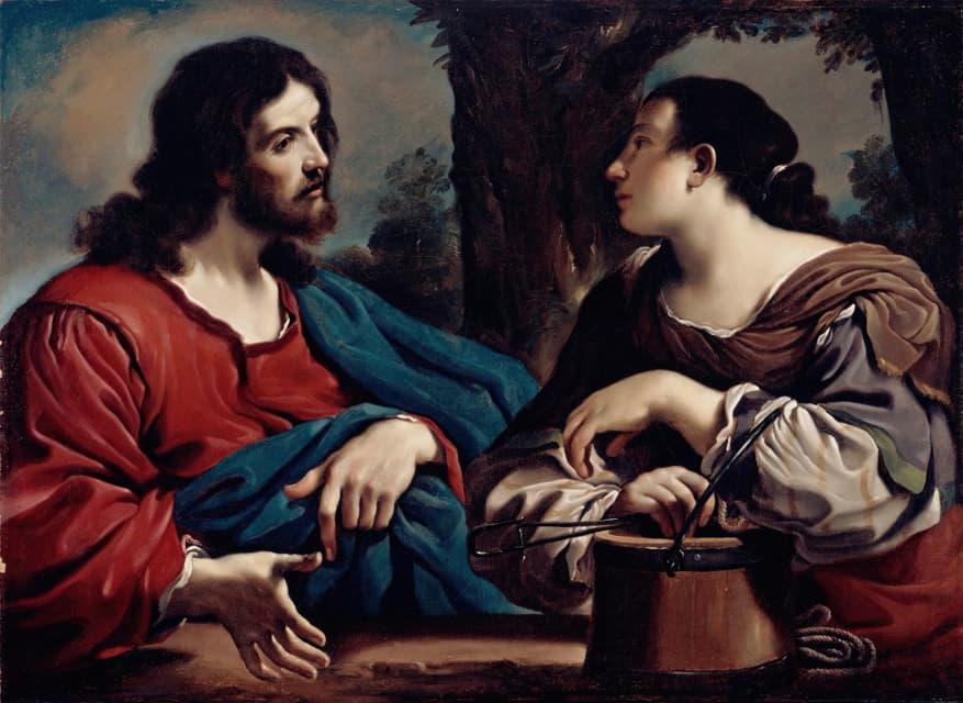workshop of Guercino - Christ and the Woman of Samaria
