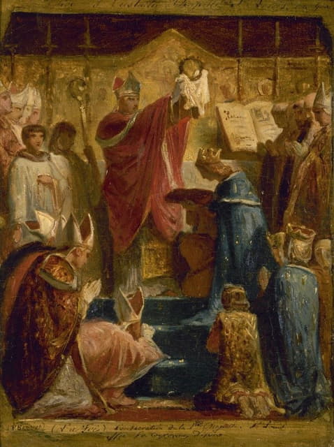 Félix-Joseph Barrias - Consécration de la Ste Chapelle, St Louis offre la couronne d’épines