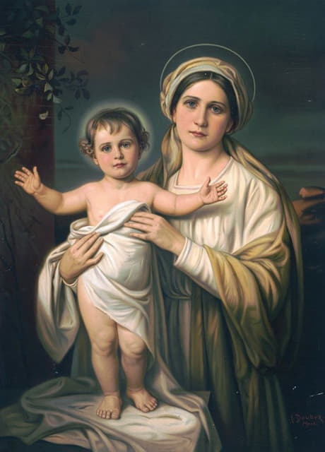圣母玛利亚抱着婴儿耶稣
