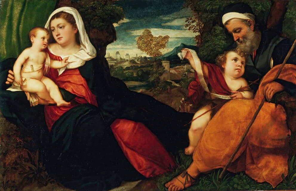 Bonifacio Veronese - Holy Family in a Landscape