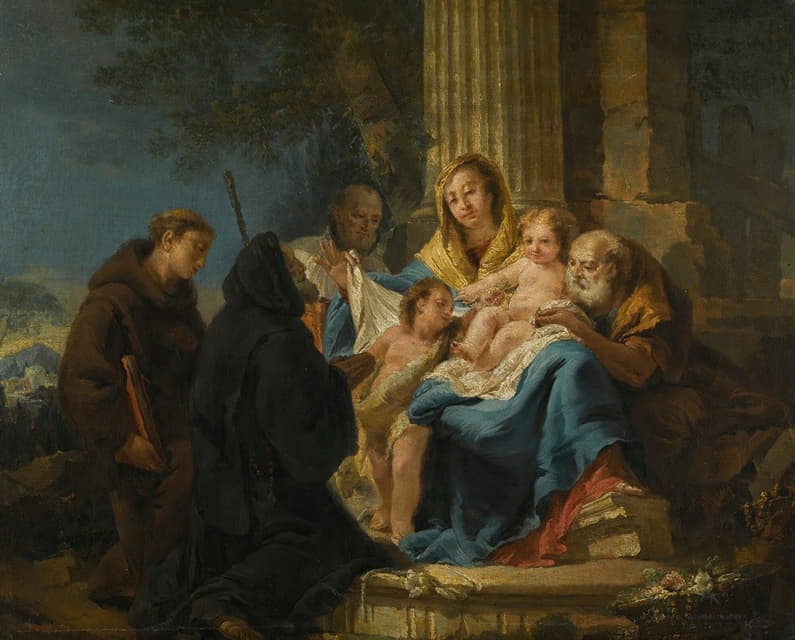 Francesco Lorenzi - The Holy Family With Saint Francesco Di Paola And A Franciscan Saint