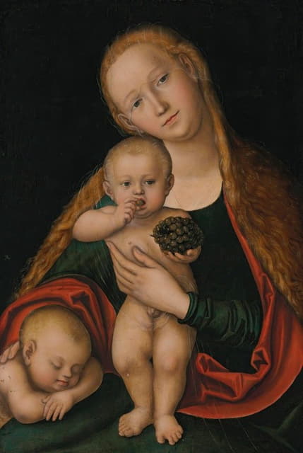 Lucas Cranach the Younger - The Virgin and Child with infant Saint John the Baptist sleeping