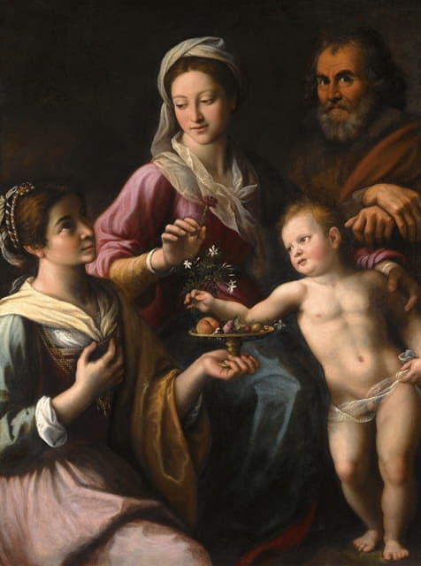 Fabrizio Santafede - The Holy Family With Saint Dorothea