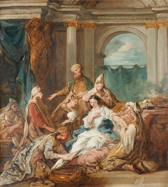 Jean-François de Troy - Esther at her toilet