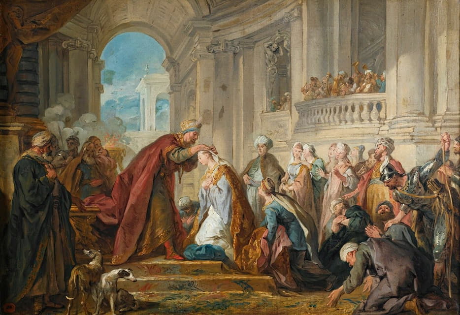Jean-François de Troy - The crowning of Esther