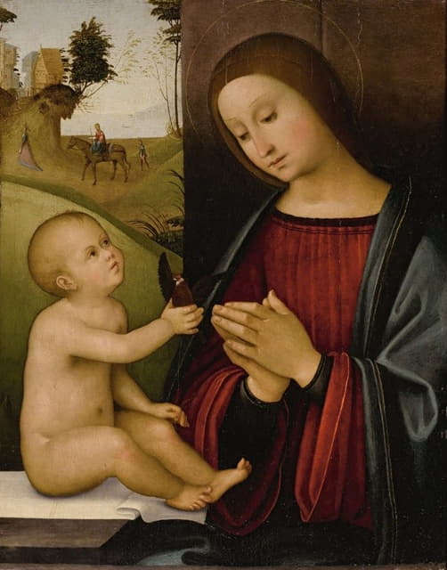 Master of the Assumption of the Magdalene - Madonna and Child holding a goldfinch