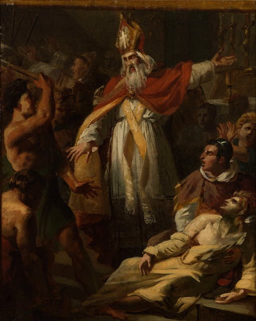 Pierre-Augustin Vafflard - Saint Ambroise sauvant un prêtre arien de la fureur du peuple