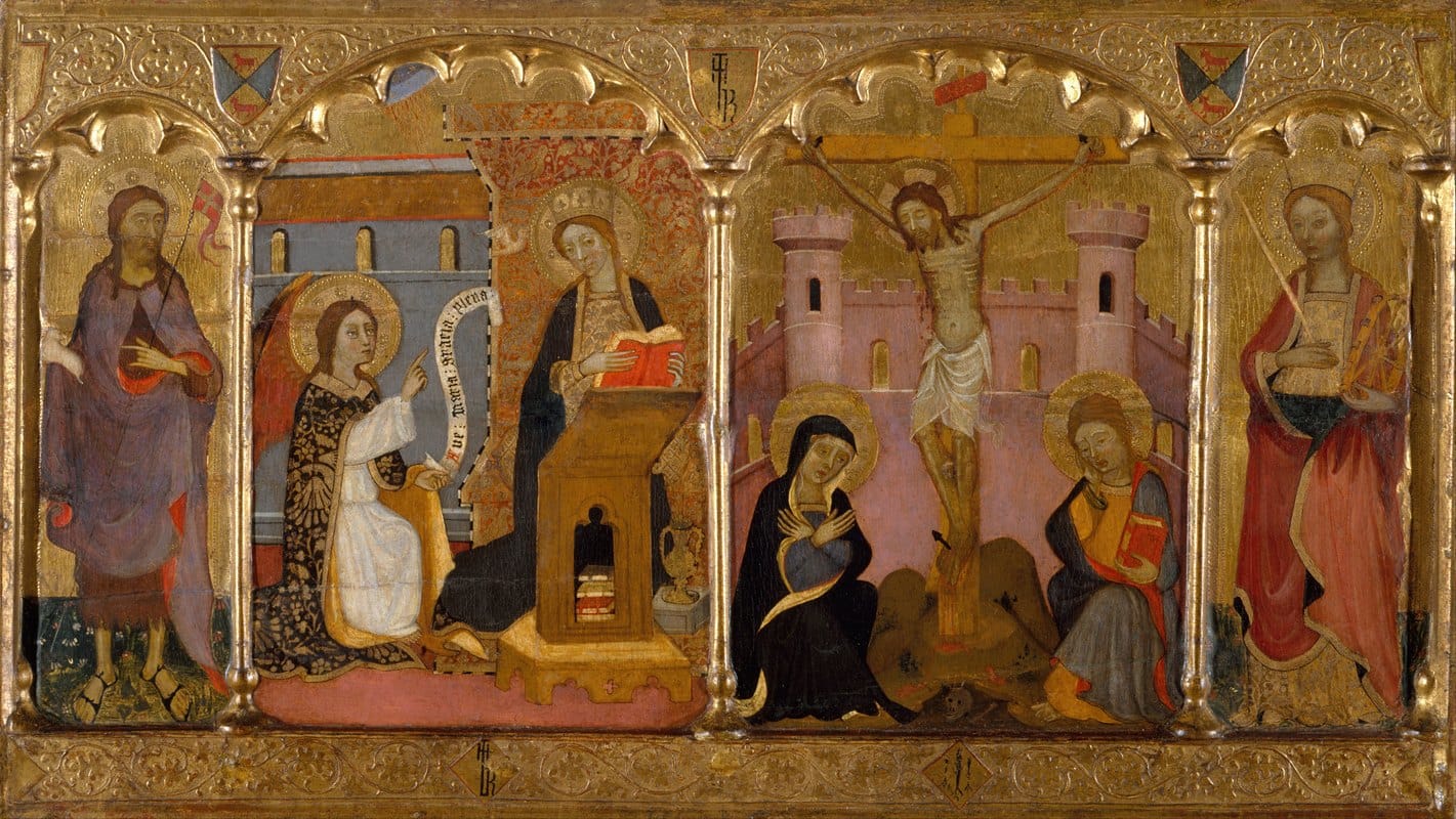 Francesc Comes - Saint John the Baptist, Annunciation, Crucifixion and Saint Catherine of Alexandria