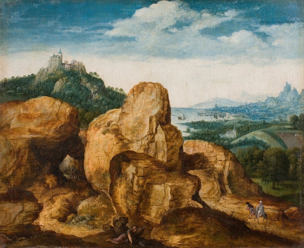 Cornelis Massijs - Landscape with the Flight to Egypt
