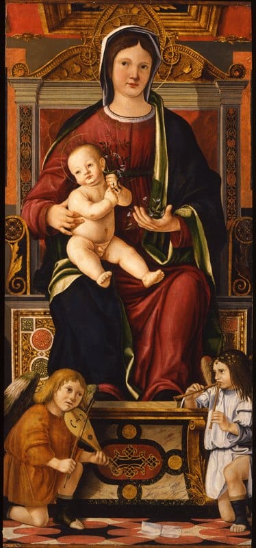 Cristoforo Caselli - The Virgin and Child Enthroned with Two Musician Angels