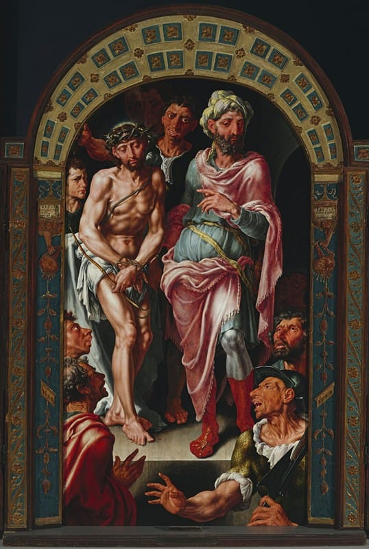 Maerten van Heemskerck - Ecce Homo Triptych, portraits of founder on the wings