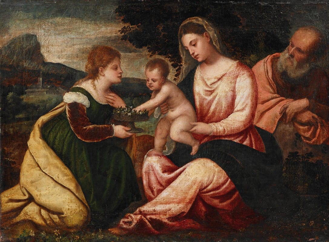Polidoro Da Lanciano - The Holy Family with Saint Dorothea