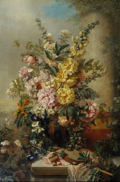 Josep Mirabent - Large Vase with Flowers