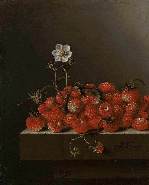 野生草莓的静物画
