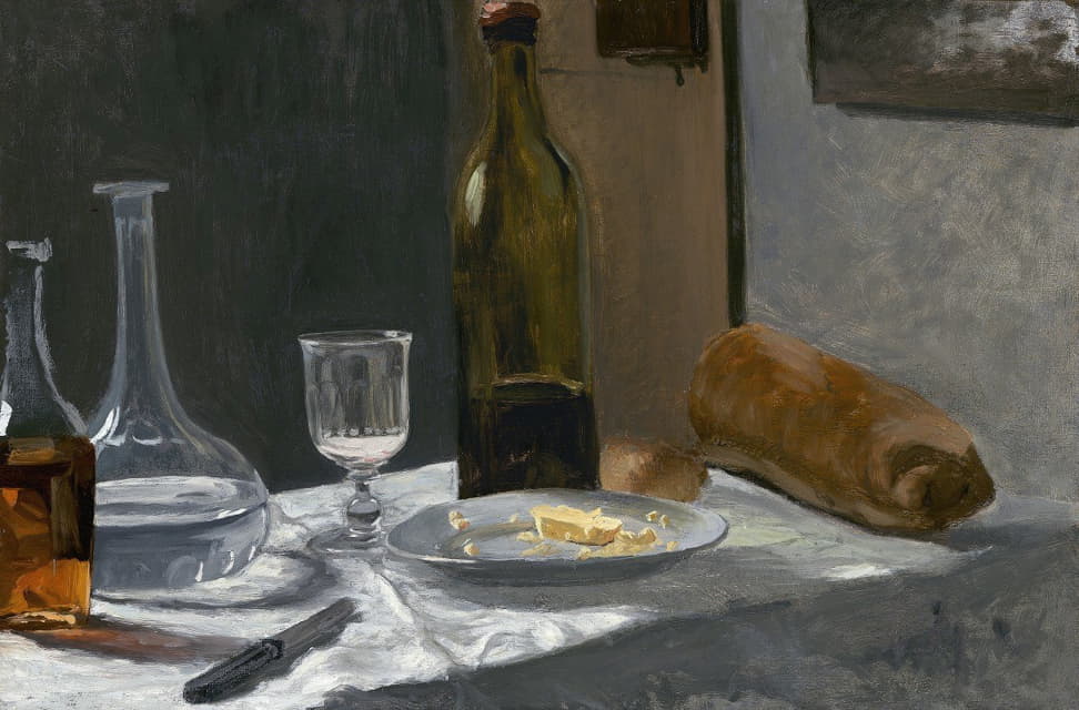 Claude Monet - Still Life with Bottle,Carafe Bread and Wine
