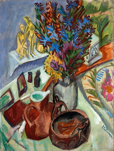 Ernst Ludwig Kirchner - Still Life with Jug and African Bowl