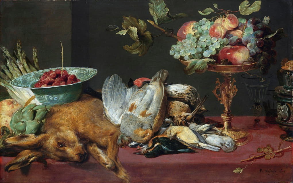 Frans Snyders - Still life with small game and fruits