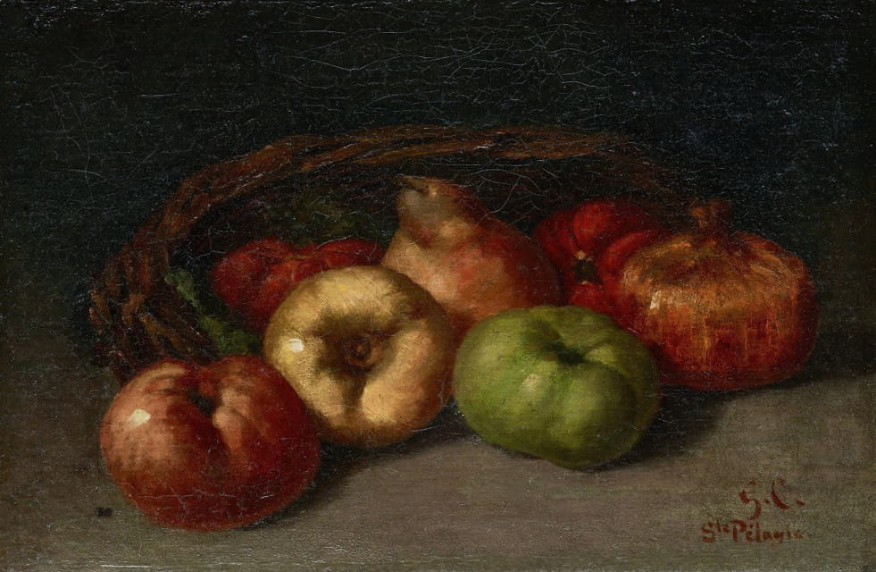 苹果、梨和石榴的静物画