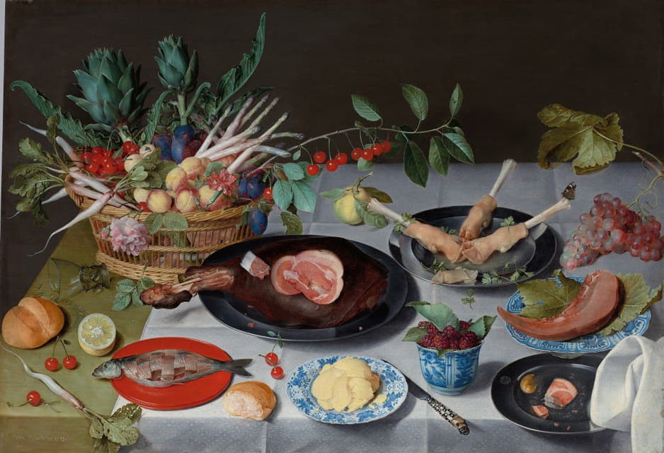 Jacob van Hulsdonck - Still Life with Meat, Fish, Vegetables and Fruit