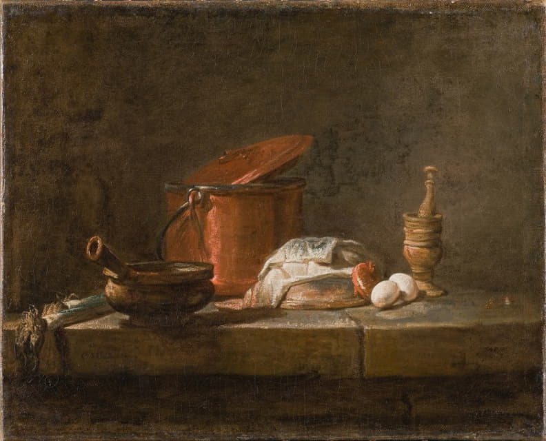 Jean-Baptiste-Siméon Chardin - Still Life with Kitchen Utensils and Vegetables