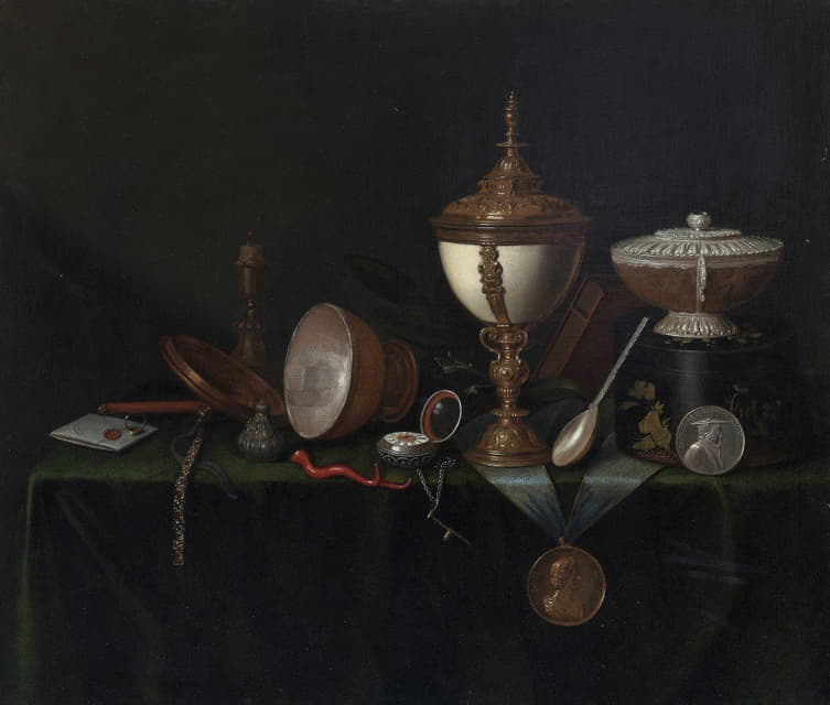 Pieter Gerritsz. van Roestraeten - Still Life with Ostrich Egg Cup and the Whitfield Heirlooms