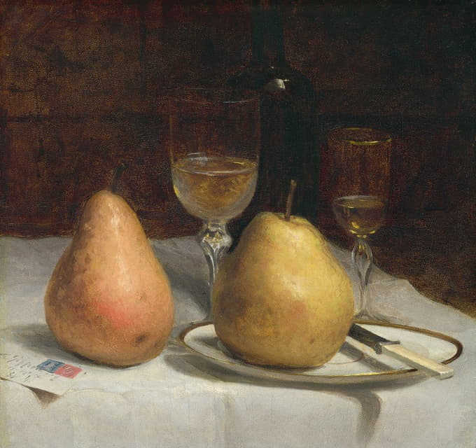 Sanford Robinson Gifford - Two Pears on a Tabletop