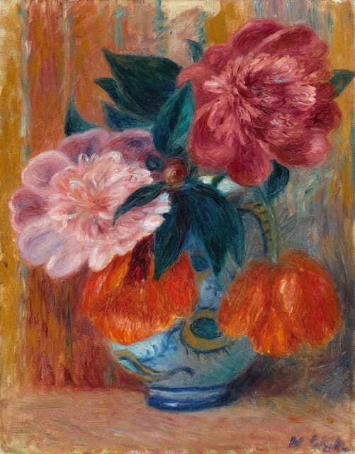 William James Glackens - Tulips and Peonies in Pitcher