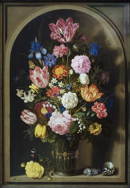 Ambrosius Bosschaert the Elder - Bouquet Of Flowers In A Stone Niche