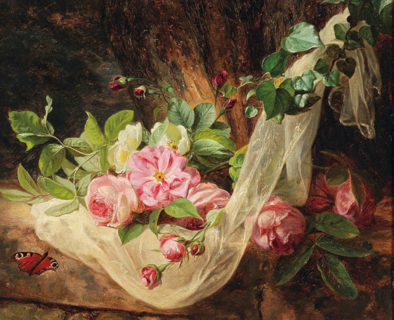 Andreas Lach - Still Life With Roses On A Forest Floor