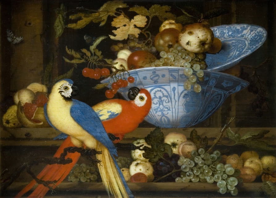 Balthasar van der Ast - Fruit Still Life With Two Parrots