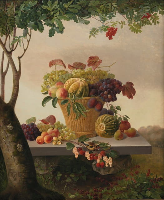 Christine Løvmand - A Basket Of Fruit In A Landscape
