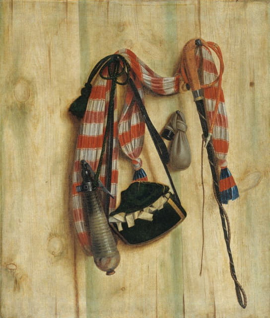 Trompe L'oeil With Riding Whip And Letter Bag