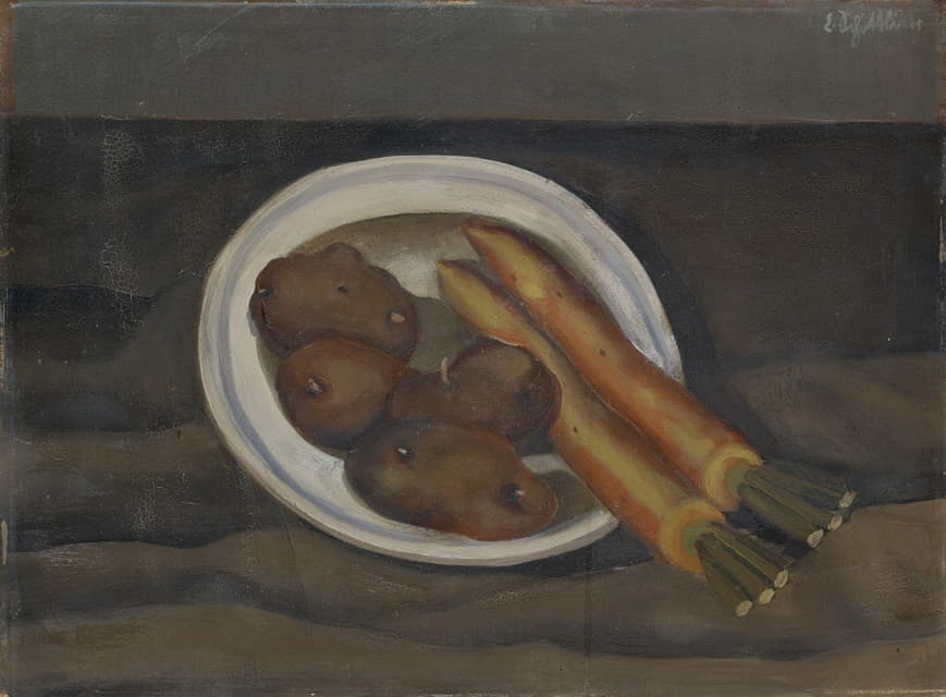 萝卜和土豆的静物画